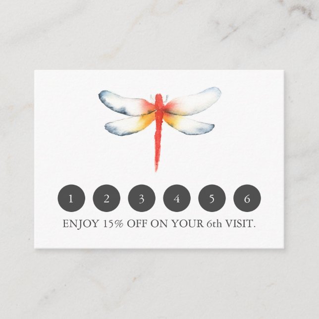 Loyalty Cards für Business Red Dragonfly Begleitkarte (Vorderseite)