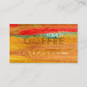 Loyalty Coffee Punch Farbiges modernes Holz #31 Treuekarte