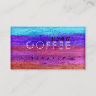 Loyalty Coffee Punch Farbiges modernes Holz #43 Treuekarte