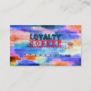 Loyalty Coffee Punch Farbiges modernes Holz #4 Treuekarte