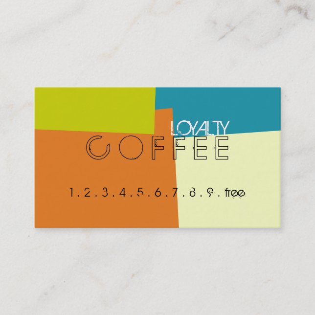 Loyalty Coffee Punch Retro Farbmuster Treuekarte (Vorderseite)