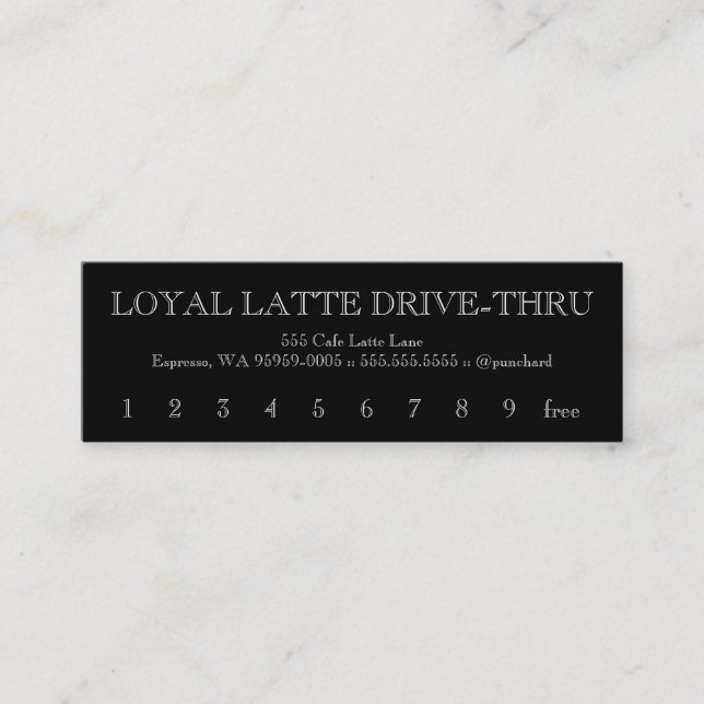 Loyalty Latte Drive-Thru Caslon Open Treuekarte (Vorderseite)