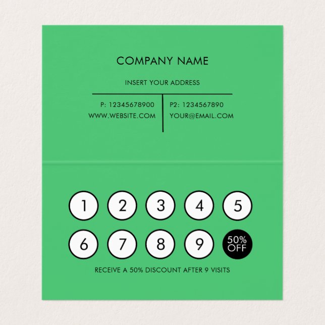 Loyalty Modern Minimalistisch Emerald Visitenkarten (Innenseite Aufgefaltet)