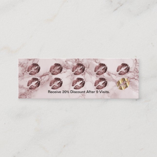 Loyalty Punch Card - Dunkle Rose Glitzer und Marmo Treuekarte (Vorderseite)