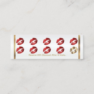 Loyalty Punch Card - Rote Glitzer Lippen Treuekarte