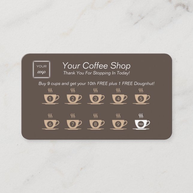 Loyalty Rewards Punch Card - Coffee Shops & Cafés Visitenkarte (Vorderseite)