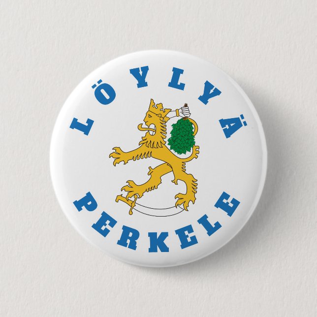 Löylyä perkele - Suomileijona saunoo - rintanappi Button (Vorderseite)