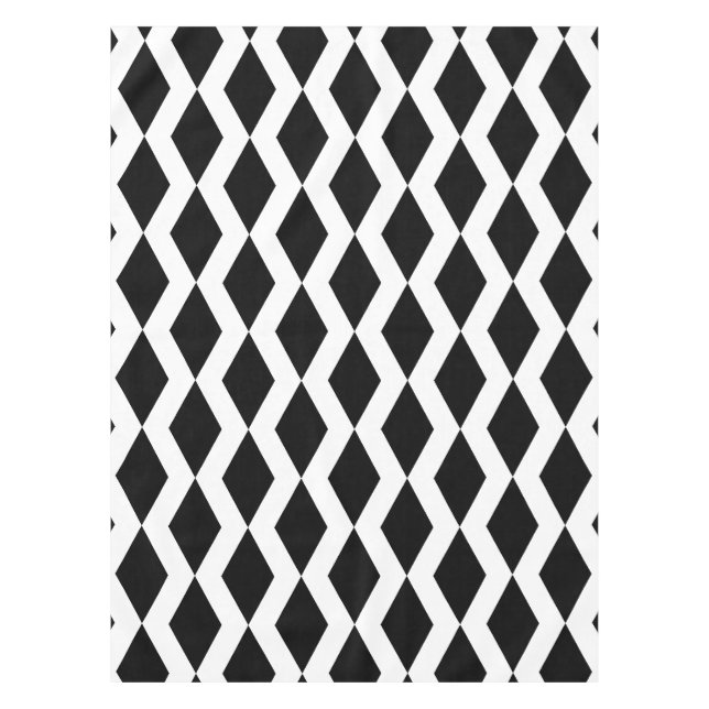 Lozenge Form Diamant Muster Schwarz und Weiß Tischdecke (Vorderseite)