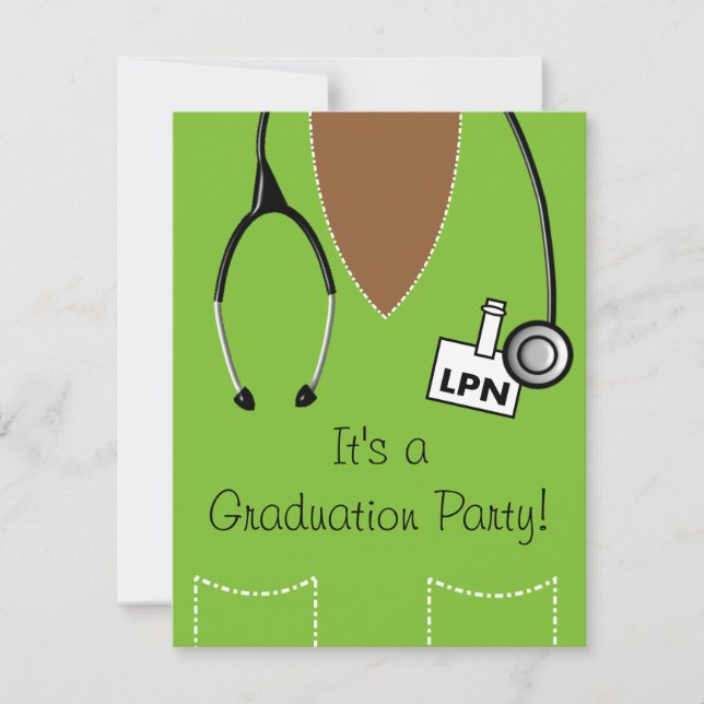 LPN Black Nurse Graduation Invitation Scrub #32 (Devant)