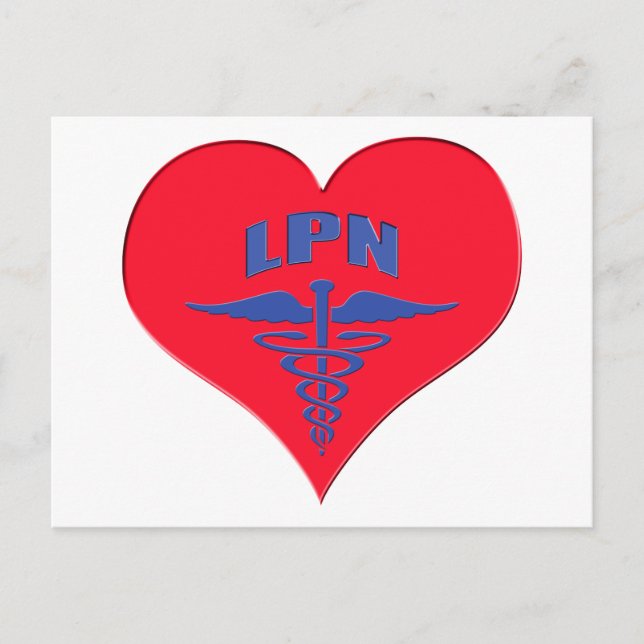 LPN Caduceus Heart Postkarte (Vorderseite)