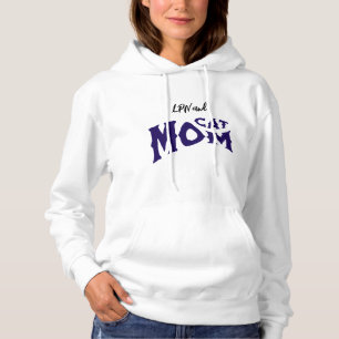 LPN Cat Mama Schwarz/Blau auf Weiße Typografie Hoodie