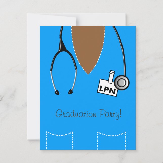 LPN Nurse Abschluss Einladung Blue Scrub Top (Vorderseite)