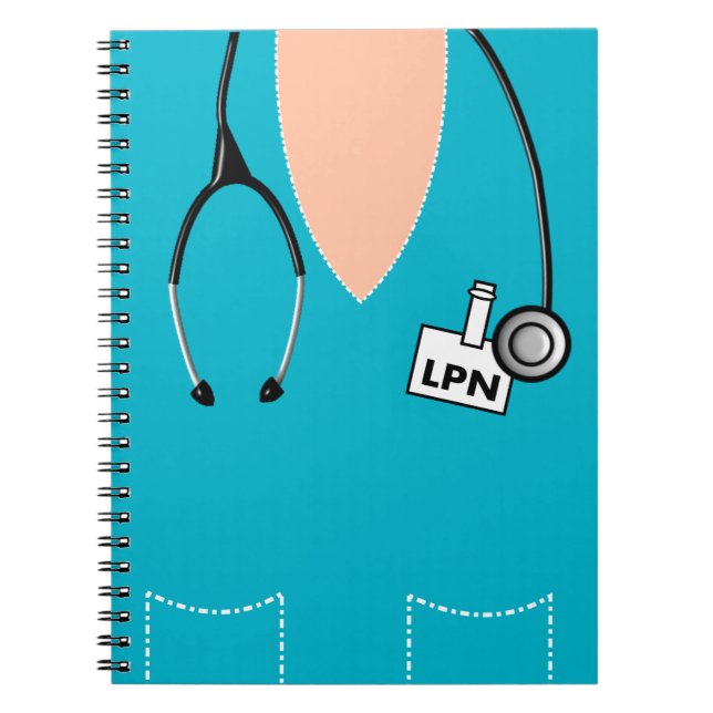 LPN Nury Notebook Scrub Top Design Blau Notizblock (Vorderseite)
