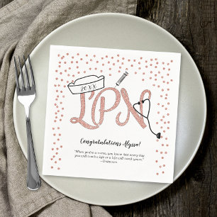 LPN Rose Gold Confetti Graduierung Party Dekoratio Serviette