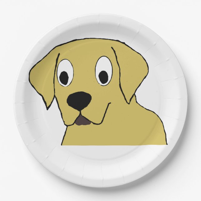 LR gelbe Labrador Cartoon Pappteller (Vorderseite)
