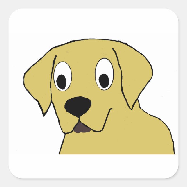 LR gelbe Labrador Cartoon Quadratischer Aufkleber (Vorderseite)