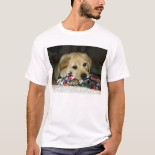 LR gelbe Labrador Welpe mit Spielzeug T-Shirt