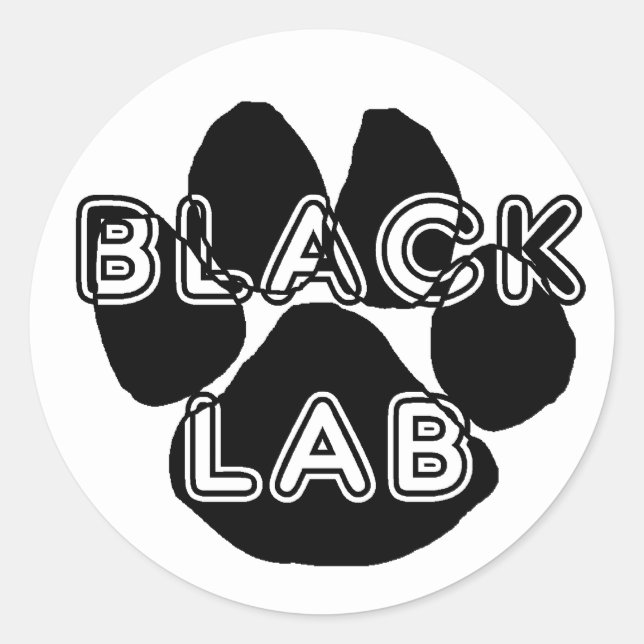 LR Name Pfote schwarz Runder Aufkleber (Vorderseite)