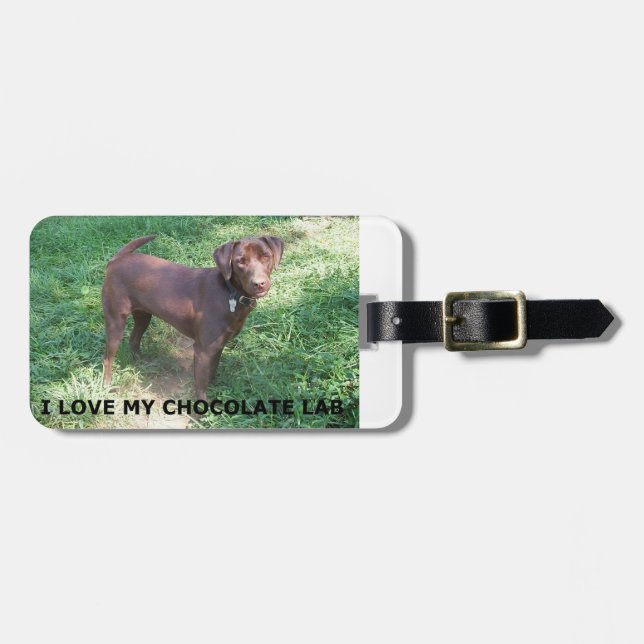 LR Schokolade Labrador Liebe mit Bild Gepäckanhänger (Vorderseite horizontal)