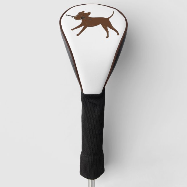 LR SchokoladenLabrador mit Stock Golf Headcover (Vorderseite)