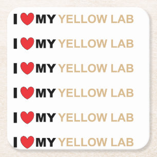 LR yellow love Rechteckiger Pappuntersetzer
