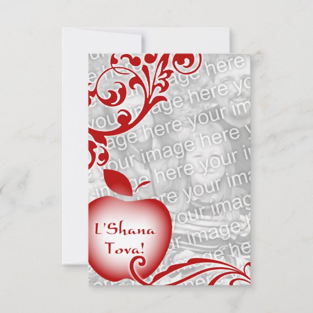L'Shana Tova : carte photo de pomme à fleurs (Devant)