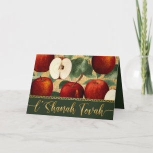L'Shanah Tova Rosh Hashanah Jüdische Äpfel grün Feiertagskarte