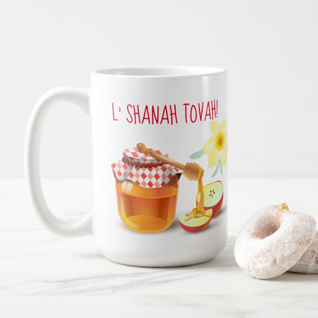 L'Shanah Tovah! Ein guter und süßer Jahreshonig Kaffeetasse (Mit Donut)