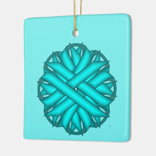 Lt Blue/Aquamarin Blume Ribbon von K Yoncich Keramikornament