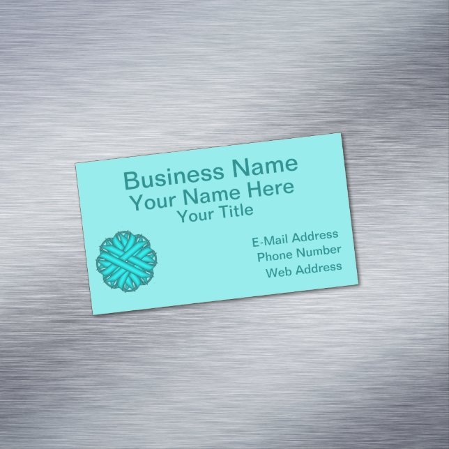 Lt Blue/Aquamarin Blume Ribbon von Kenneth Yoncich Magnetische Visitenkarte (Beispiel)