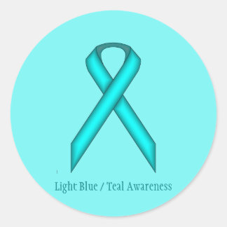 Lt Blue/Aquamarin Standard Ribbon von K Yoncich Runder Aufkleber