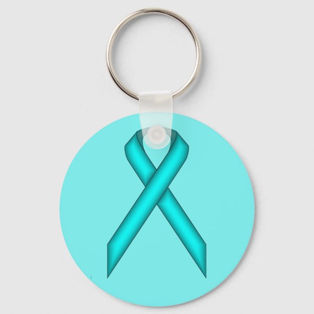 Lt Blue / Aquamarin Standard Ribbon von Kenneth Yo Schlüsselanhänger (Vorderseite)