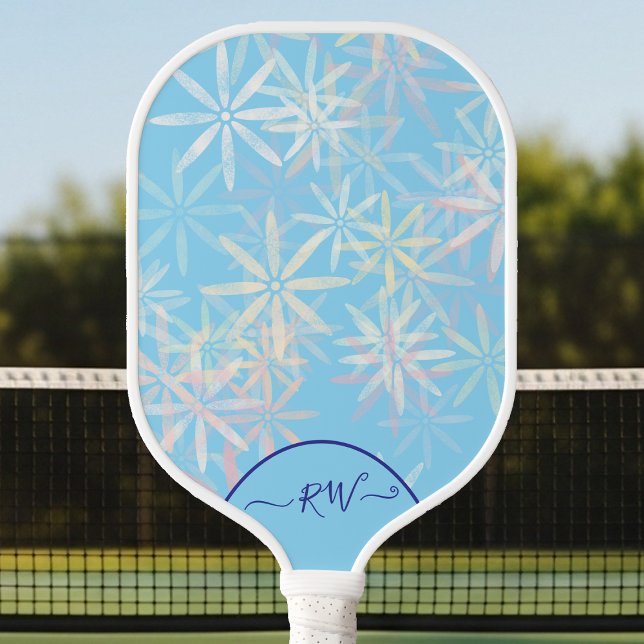 Lt Blue Retro Blume Power Pickleball Schläger (Von Creator hochgeladen)