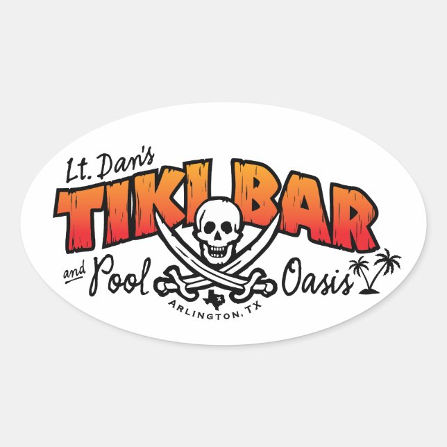 Lt. Dans Tiki Bar & Pool Oasis Merchandise Ovaler Aufkleber (Vorderseite)