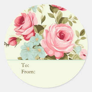 Lt Gelbe Shabby Chic Rose personalisiert An & Von Runder Aufkleber