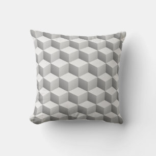 Lt Grau Weiß Schattierte 3D Look Würfel Kissen