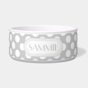Lt Gray   Monogramm der weißen Polka-Dots Napf
