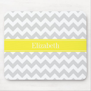 Lt Gray Welch Zickzack Gelbe Bezeichnung Monogramm Mousepad