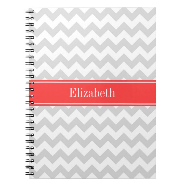 Lt Gray Wht Chevron Cornname Monogram Notizblock (Vorderseite)