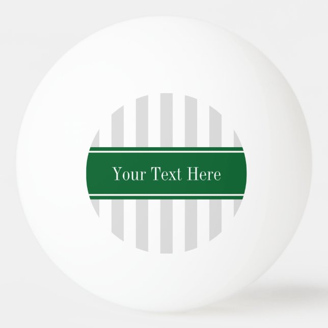 Lt Grey White Striest Forest Green Name Monogram Tischtennisball (Vorderseite)