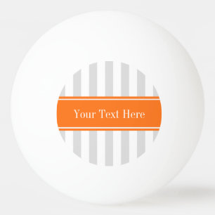 Lt Grey White Stripe Pumpkin Orange Name Monogram Tischtennisball