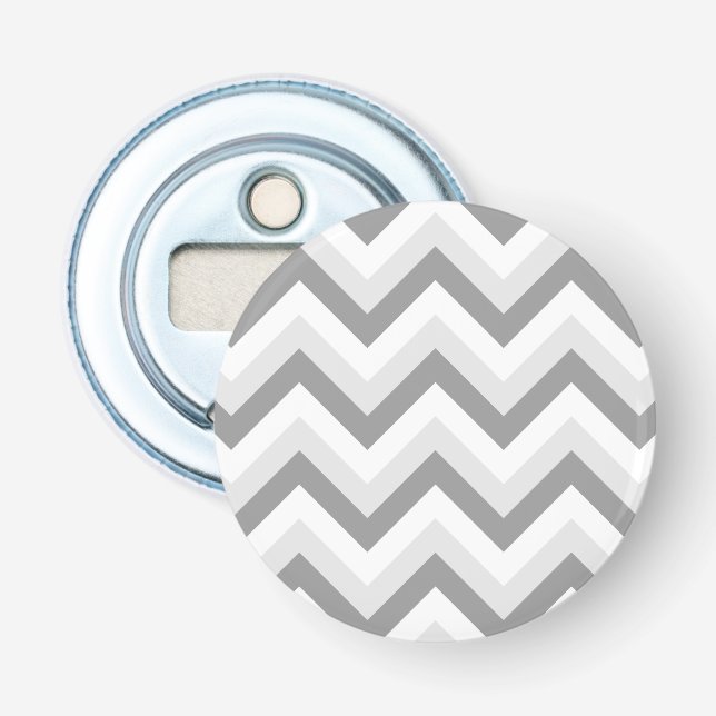 Lt Two Gray White Chervron ZigZag Flaschenöffner (Vorderseite)