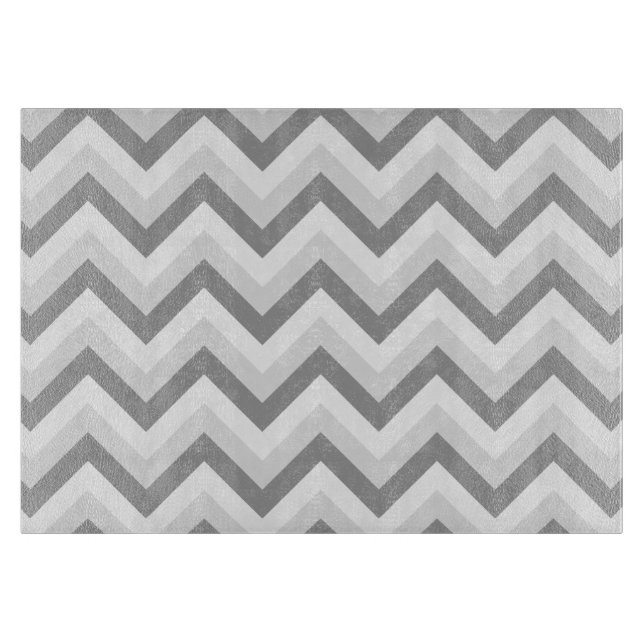 Lt Two Gray White Chervron ZigZag Schneidebrett (Vorderseite)