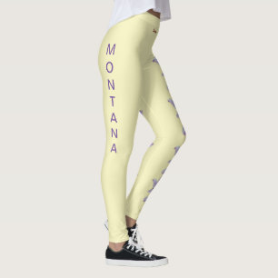 Lt Yellow Montana Bitterroot Staat Blumen Leggings