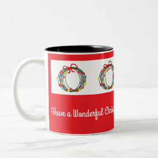 Ltc-Red Christmas Coffee Mug With Wreaths Zweifarbige Tasse