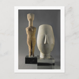 (Lto R) Figurin mit Armkreuzungen, Cycladic; Kopf Postkarte