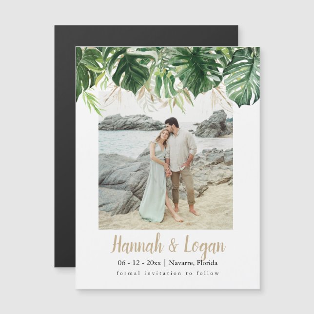 LUANA Beach Tropical Foto Speichern Sie das Date M Magneteinladung (Vorne/Hinten)