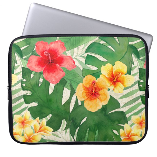 Luana Watercolor Tropical Floral Wetsuit Laptopschutzhülle (Vorderseite)