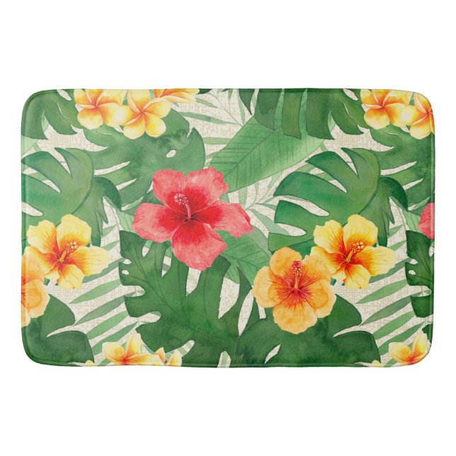 Luana Watercolor Tropical Vivid Floral Bath Mat Badematte (Vorderseite)
