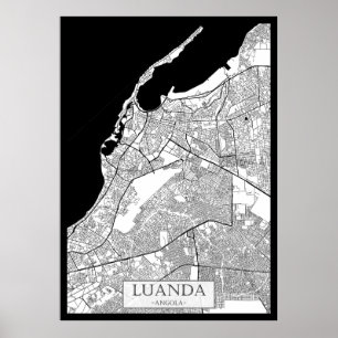 Luanda Angola Karte Poster